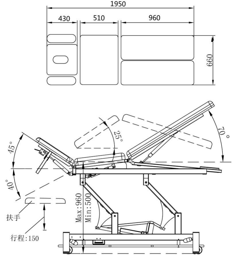YA-ET304D Electric Medical Treatment Couch Exam Table YA-ET304D Electric Medical Treatment Couch Exam Table