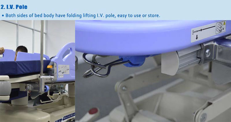 YA-111F Hydraulic Patient Transport Stretcher Rotating Side Rails For Operation Room